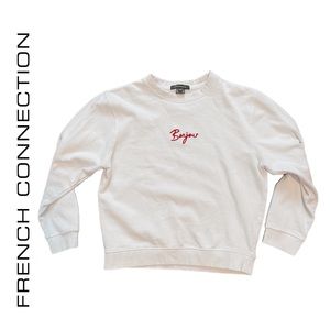 French Connection Bonjour White statement sweater size XS